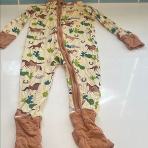 Little Sleepies Cream and Brown Animal Print Footie